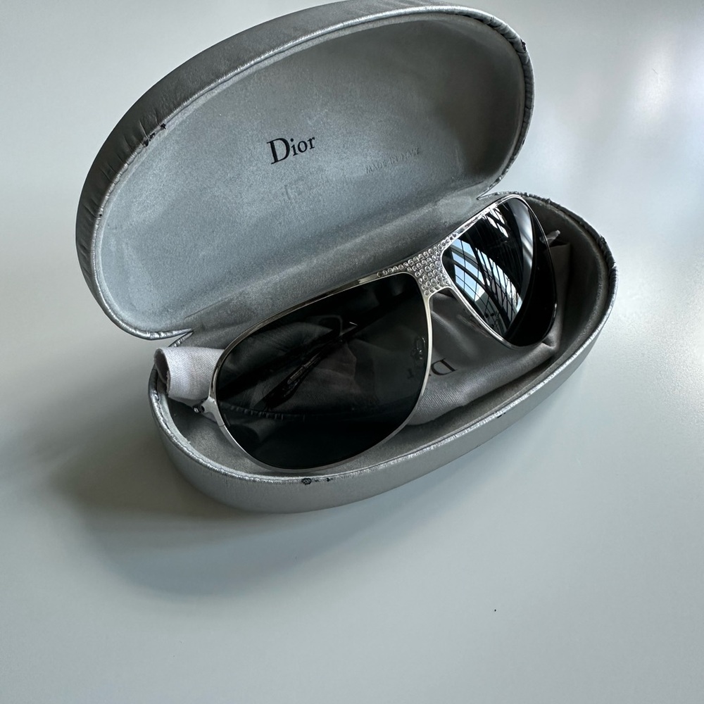 Vintage Hard Dior 1 Silver Sunglasses with Case - Picture 8 of 10